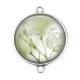 Connecteur Cabochon Argent - feuille