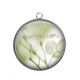 Pendentif Cabochon Argent - feuille