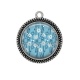 Pendentif Cabochon Argent - fleur bleue et blanche