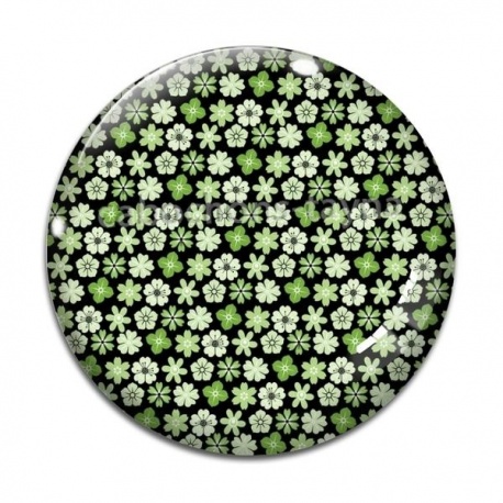 Cabochon Verre - fleur verte