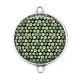 Connecteur Cabochon Argent - fleur verte