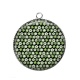 Pendentif Cabochon Argent - fleur verte