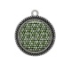 Pendentif Cabochon Argent - fleur verte