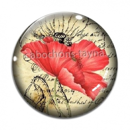 Cabochon Verre - coquelicot