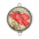 Connecteur Cabochon Argent - coquelicot
