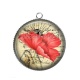 Pendentif Cabochon Argent - coquelicot