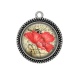 Pendentif Cabochon Argent - coquelicot