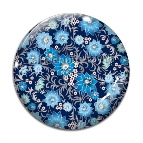Cabochon Verre - fleur bleue