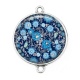 Connecteur Cabochon Argent - fleur bleue