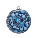 Pendentif Cabochon Argent - fleur bleue