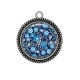 Pendentif Cabochon Argent - fleur bleue