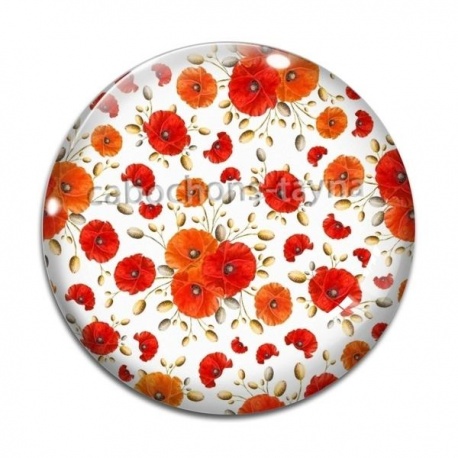 Cabochon Verre - coquelicot