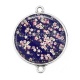 Connecteur Cabochon Argent -  fleur style chinoise