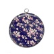 Pendentif Cabochon Argent -  fleur style chinoise
