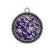 Pendentif Cabochon Argent -  fleur style chinoise