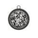 Pendentif Cabochon Argent - fleur cerisier noir et blanche