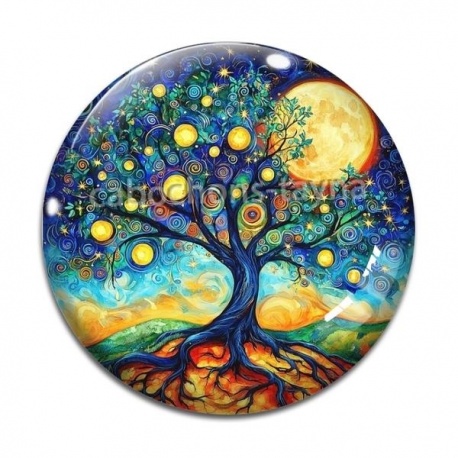 Cabochon Verre - arbre de vie