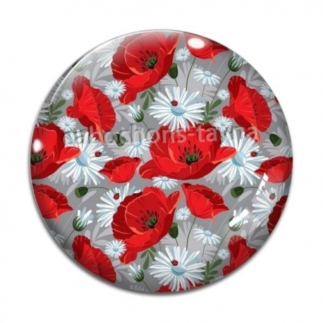 Cabochon Verre - coquelicot