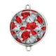 Connecteur Cabochon Argent - coquelicot