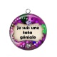 Pendentif Cabochon Argent - je suis une tata géniale