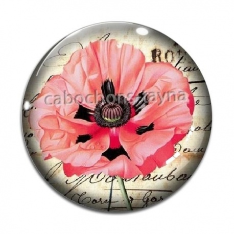 Cabochon Verre - coquelicot