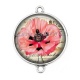 Connecteur Cabochon Argent - coquelicot