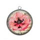 Pendentif Cabochon Argent - coquelicot