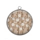 Pendentif Cabochon Argent - fleur marron et blanc