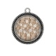 Pendentif Cabochon Argent - fleur marron et blanc
