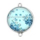 Connecteur Cabochon Argent - fleur bleue