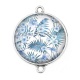Connecteur Cabochon Argent - fleur bleue