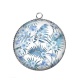 Pendentif Cabochon Argent - fleur bleue