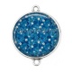 Connecteur Cabochon Argent - fleur bleue