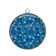 Pendentif Cabochon Argent - fleur bleue