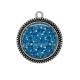 Pendentif Cabochon Argent - fleur bleue