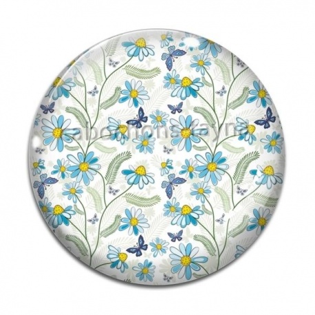 Cabochon Verre - fleur papillon