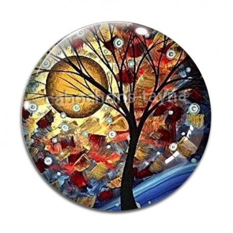 Cabochon Verre - arbre de vie