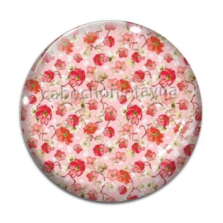 Cabochon Verre - coquelicot