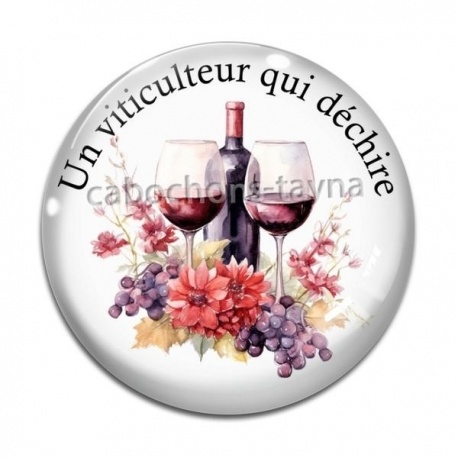 Cabochon Verre - un viticulteur qui déchire
