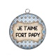 Pendentif Cabochon Argent - je t'aime fort papy
