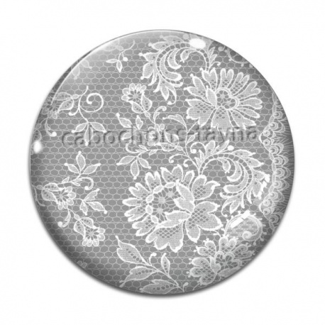 Cabochon Verre - dentelle fleur