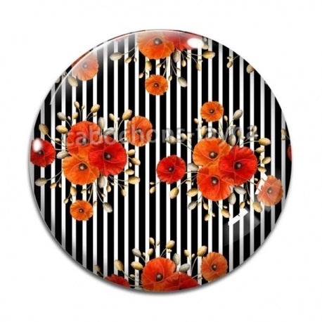 Cabochon Verre - coquelicot