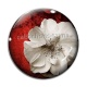 Cabochon Verre - Fleur rouge et blanche