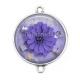 Connecteur Cabochon Argent - fleur violet