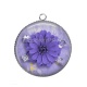 Pendentif Cabochon Argent - fleur violet