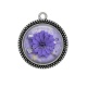 Pendentif Cabochon Argent - fleur violet