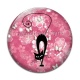 Cabochon Verre - chat fond fleur