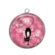 Pendentif Cabochon Argent - chat fond fleur