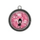 Pendentif Cabochon Argent - chat fond fleur