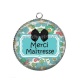 Pendentif Cabochon Argent - merci maîtresse